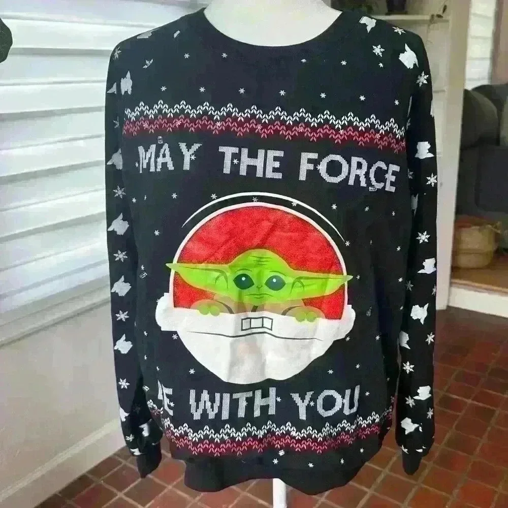 Star Wars Baby Yoda May The Force Be With You Holiday Sweatshirt Large